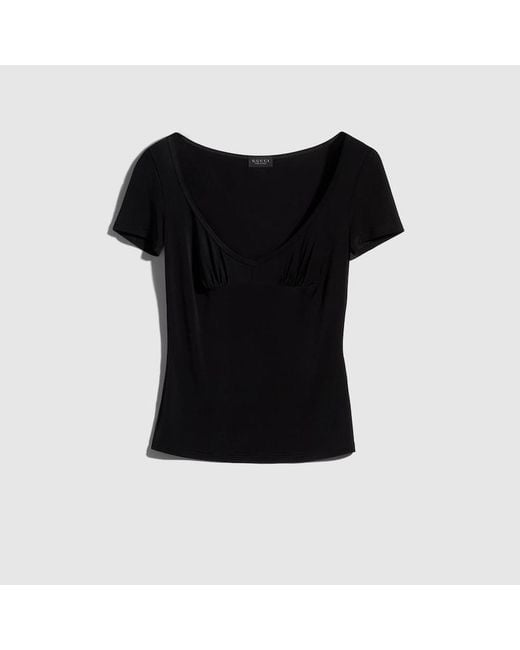 Gucci Black Viscose Jersey T-Shirt With Metal Tag