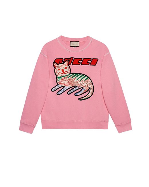 Gucci Pullover mit Katzen Print in Pink für Herren