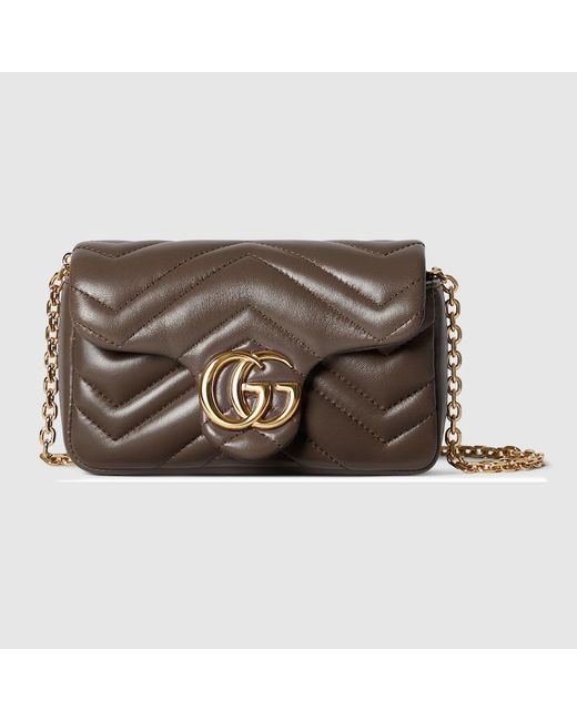 Gucci Brown Gg Marmont Mini Shoulder Bag, Leather