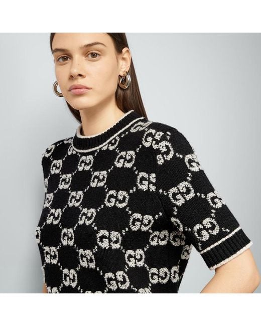 Gucci Gg ブークレウール ジャカード トップ, ブラック, ウェア Black