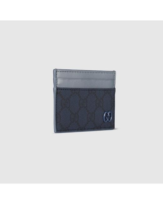 Gucci Blue Dusty Trim Gg Card Case, Gg Canvas for men