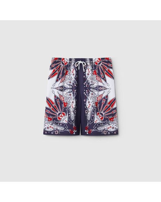 Gucci Purple Bandana Print Swim Short for men