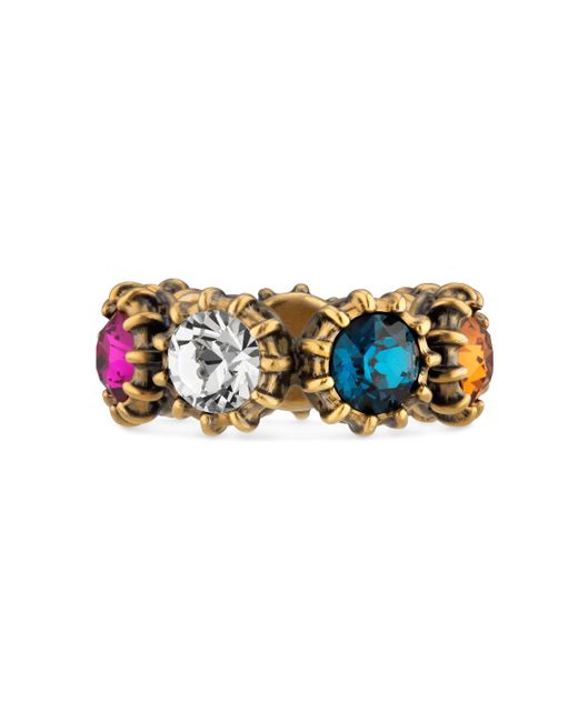 Gucci Metallic Ring With Crystals