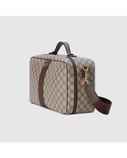 Gucci Savoy watch case with Web in beige and ebony Supreme