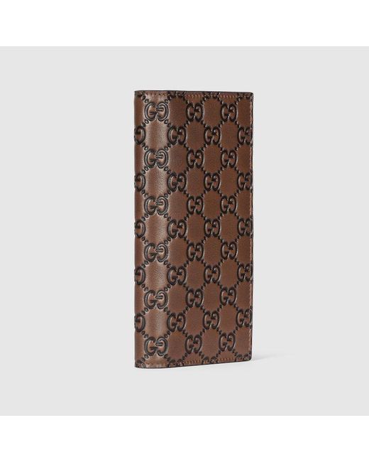 Gucci Brown Gg Emblem Long Wallet, Leather for men