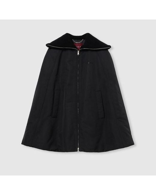 Chaqueta Tipo Capa Acolchada Con Bordado, Talla Gucci de color Black