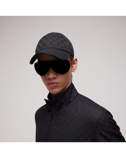 Gucci Black Gg Cotton Canvas Baseball Hat, Size M, Fabric