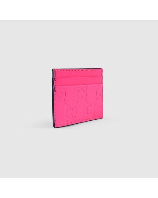 Gucci Pink GG Rubber-effect Card Case for men