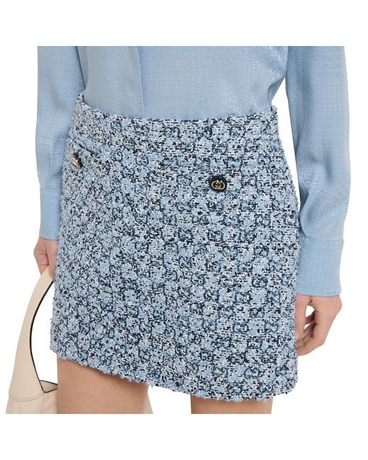 Gucci Blue Gg Tweed Skirt