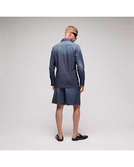 Gucci Blue Gg Chambray Cotton Denim Shorts, Size 44 It, Ready-To-Wear for men