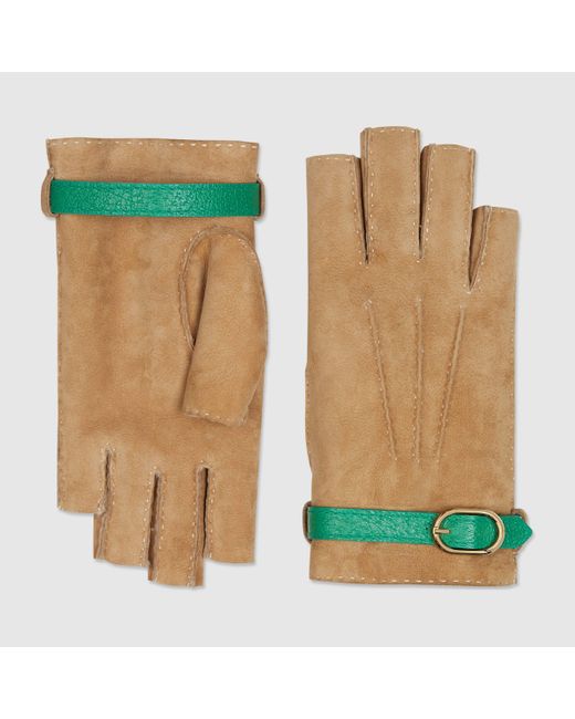Gucci Fingerlose Handschuhe aus Wildleder in Green für Herren
