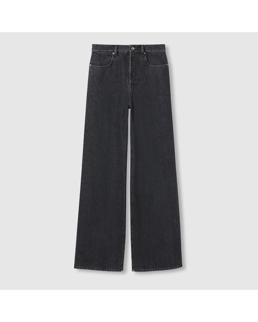 Pantalon En Denim À Coupe Large, Taille Gucci en coloris Gray