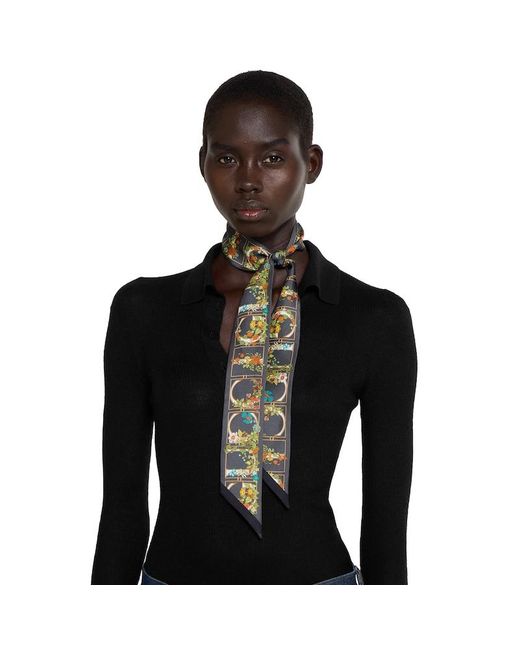 Gucci Black Printed Silk Twill Ribbon
