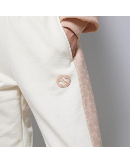 Pantalon De Jogging En Jersey De Coton Feutré À Motif GG Gucci en coloris White