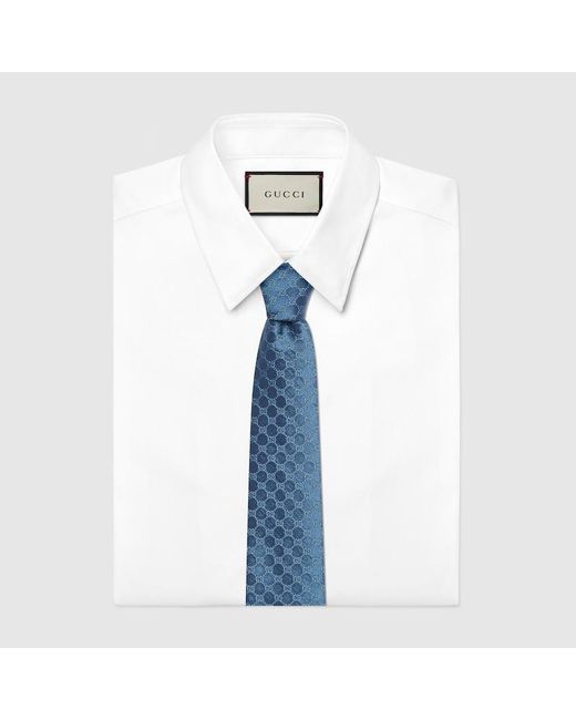 Gucci Blue Gg Silk Jacquard Tie for men