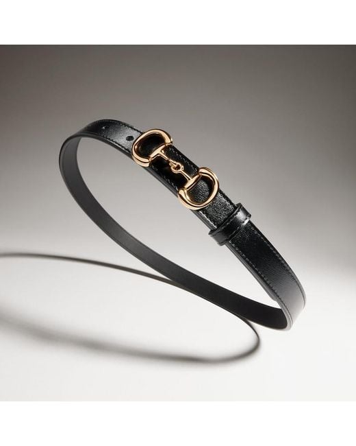 Gucci Black Thin Belt With Horsebit Buckle, Size 100