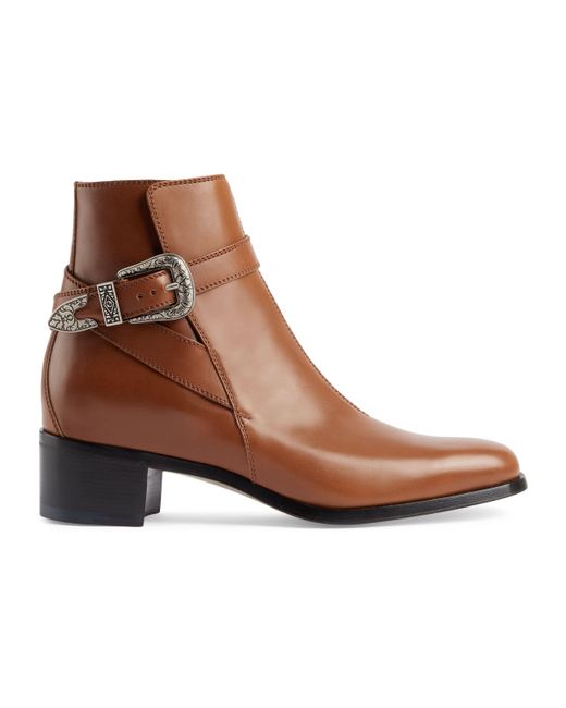 Gucci Ankle Boot With Buckle in Brown for Men | Lyst