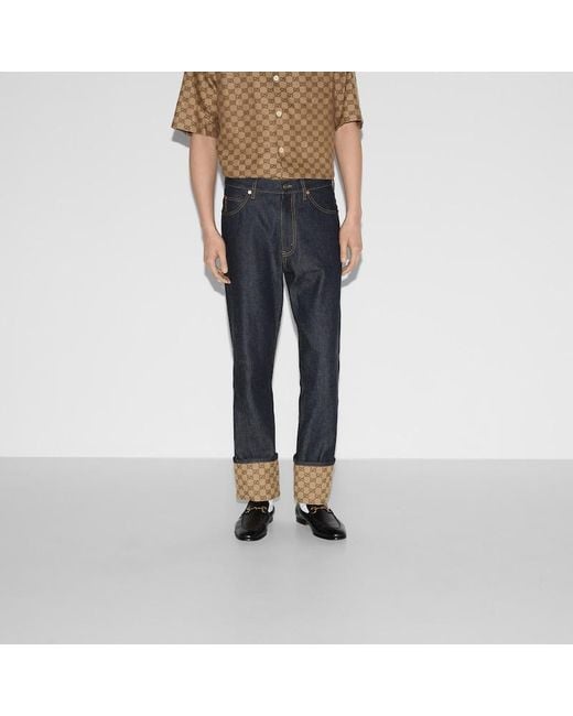 Gucci Gray Denim Pant With Cuffs for men
