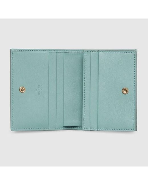 Gucci 〔Ggエンブレム〕スモールウォレット, ブルー, レザー Green