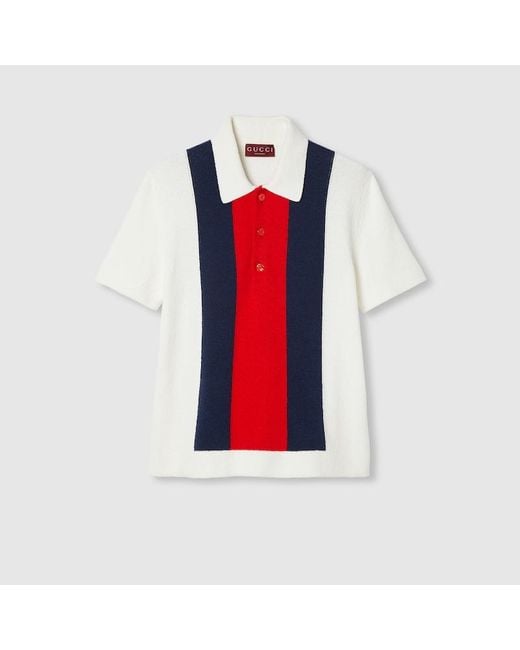 Gucci Red Cotton Blend Terry Knit Polo Shirt for men