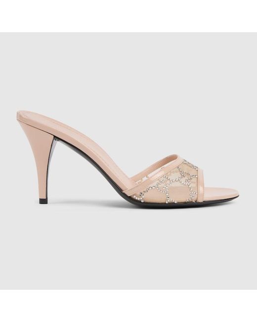 Gucci White Crystal Slide Sandal
