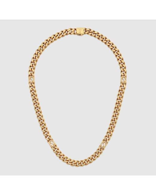 Collier avec détail gg Gucci pour homme en coloris Metallic