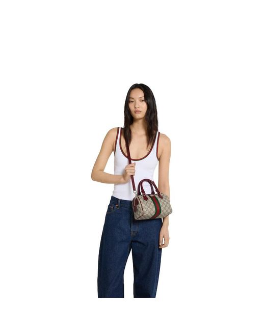 Gucci 〔オフィディア〕スモール ボストンバッグ, ベージュ, Ggキャンバス Brown