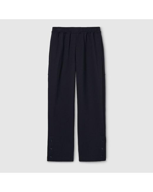 Gucci Blue Cotton Jersey Leisure Pants With Embroidery for men