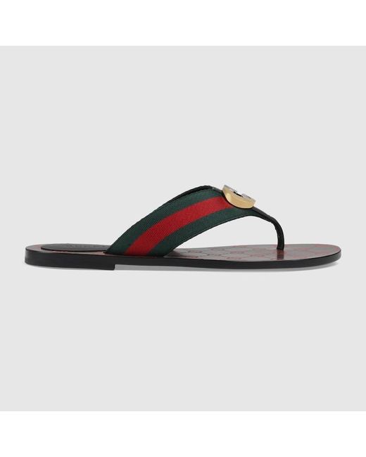 Gucci Brown GG Thong Web Sandal