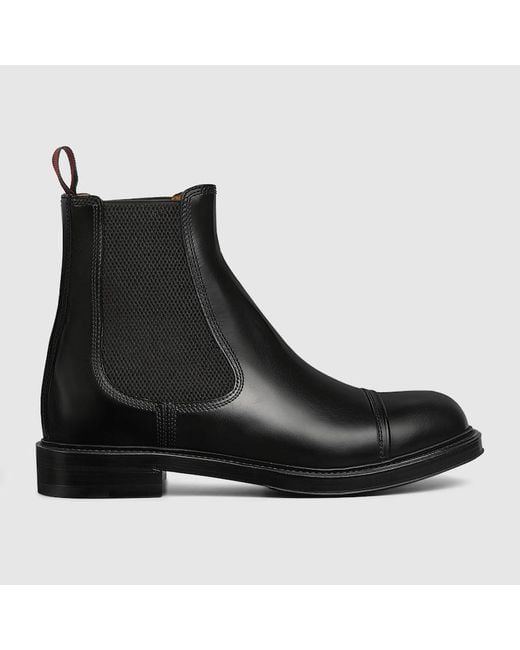 Gucci Boot With Web Detail Leather in Black for Men Lyst