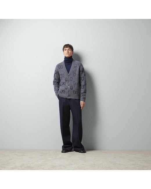 メンズ Gucci GGインターシャ カーディガン Gray