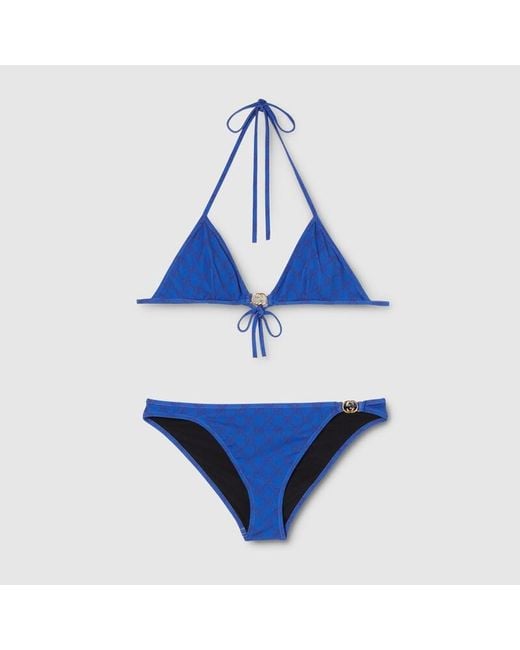 Gucci Blue Printed Stretch Jersey Bikini