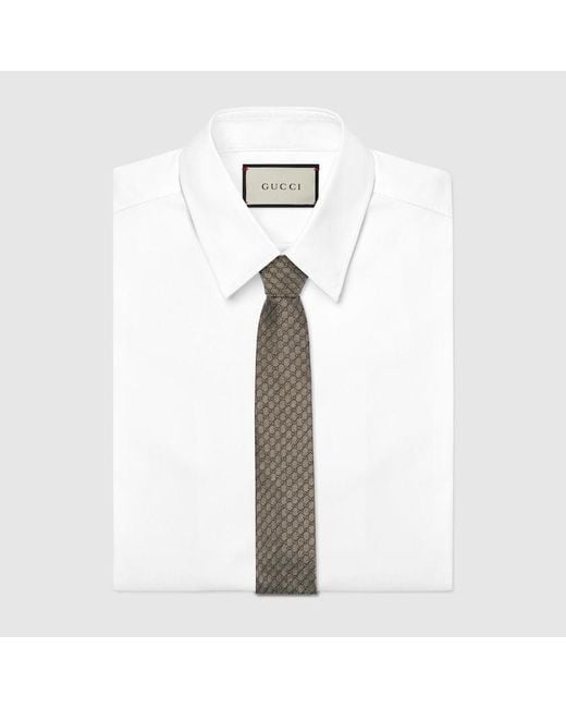 Cravate En Jacquard De Laine Et Soie À Motif GG Enlacés Gucci pour homme en coloris Gray
