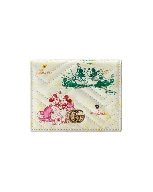 Gucci Online Exclusive Disney X GG Marmont Card Case Wallet in White | Lyst