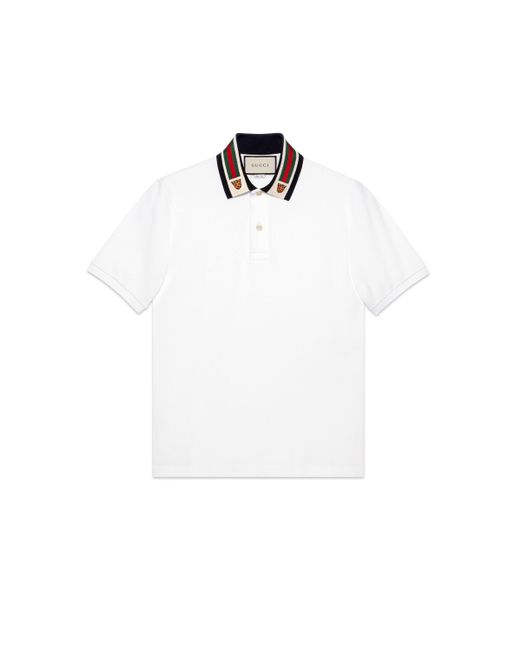Gucci Tiger-patch Cotton-blend Piqué Polo in Black (White) for Men - Save