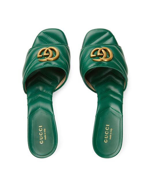 Sandalia tipo chancla con doble g para mujer Gucci de color Verde | Lyst