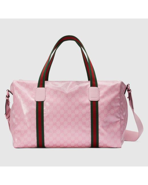 Gucci Pink Large Duffle Bag With Web
