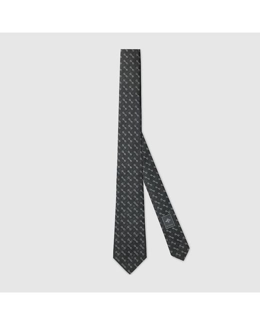 Gucci Gray Horsebit Silk Jacquard Tie for men