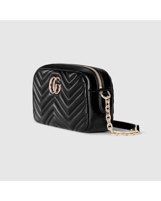 Gucci Black Gg Marmont Small Camera Bag, Leather