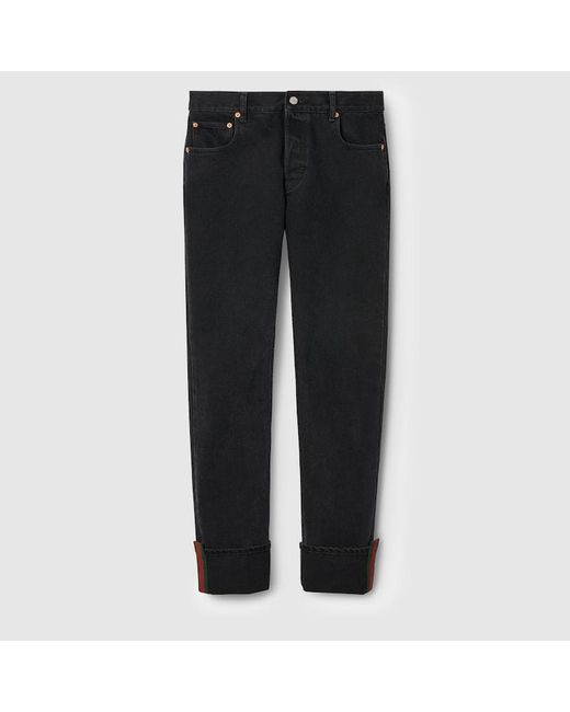Gucci Hose Aus Denim Mit Web, Grösse in Black für Herren