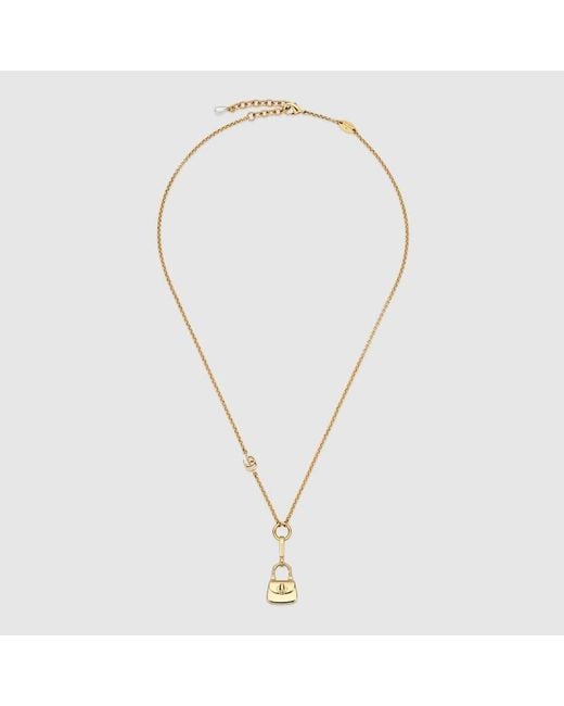 Gucci Metallic Chain Necklace With Bag Pendant