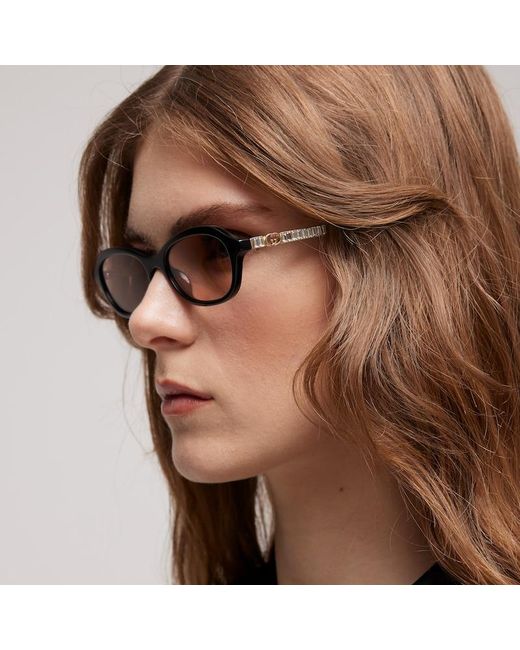 Gucci Brown Oval-Frame Sunglasses