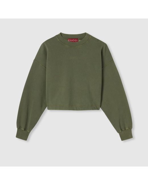 Gucci Green Cotton Jersey Sweatshirt With Embroidery