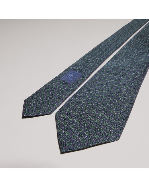 Gucci Blue Interlocking G Silk Jacquard Tie for men