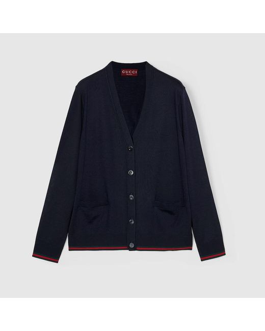 Gucci Blue Extra Fine Cashmere Silk Cardigan