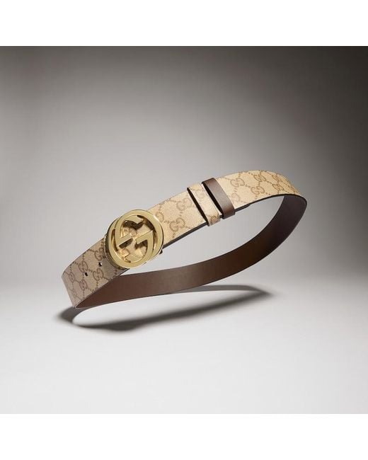 Gucci Brown Reversible Belt With Interlocking G Buckle, Size 100 for men