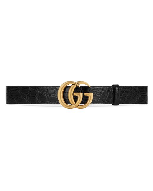Gucci Black GG Marmont Crocodile Belt for men