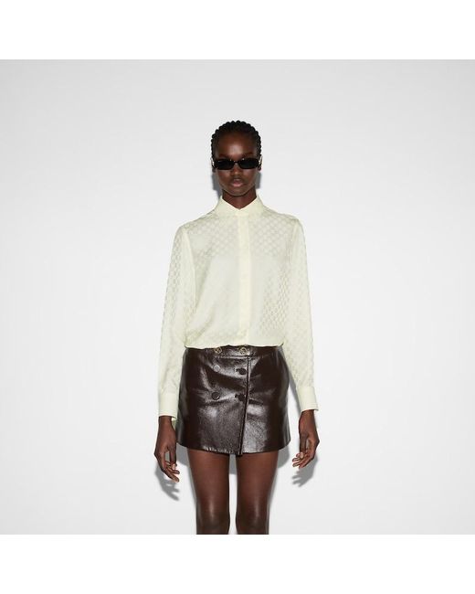 Gucci Natural Gg Crêpe Silk Shirt