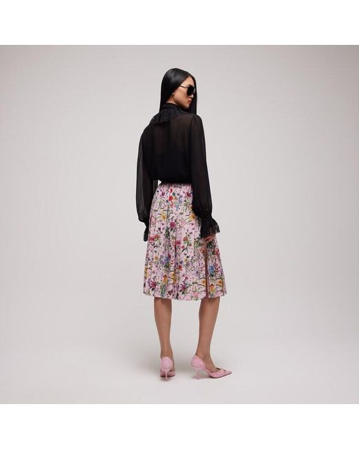 Gucci Red Printed Silk Pleated Skirt, Size 40 It, Ready-To-Wear
