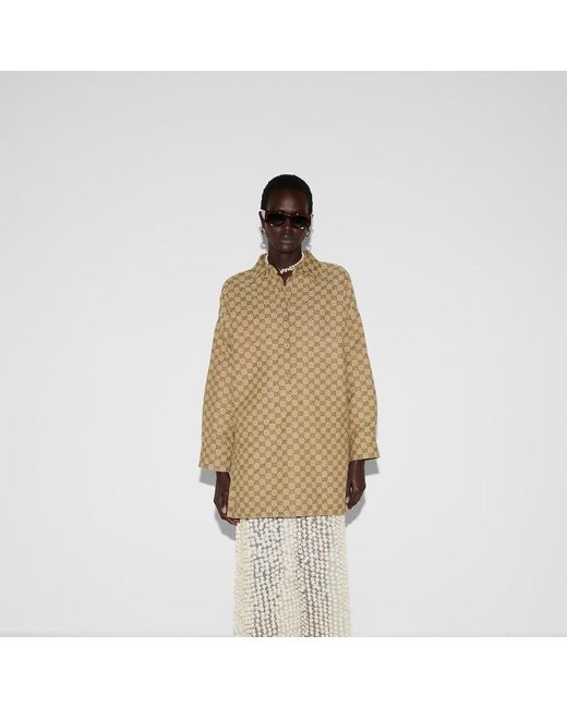 Gucci Ggキャンバス シャツ, ブラウン, ウェア Natural